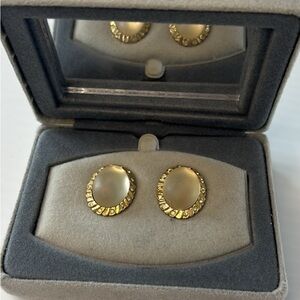Vintage Gold-Tone Oval Earrings